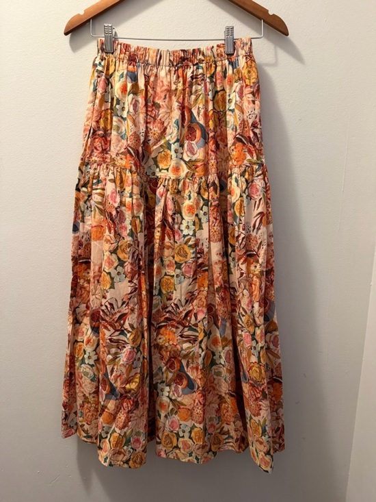 Dresses & Skirts - Floral Tiered Maxi Skirt - Multicolor